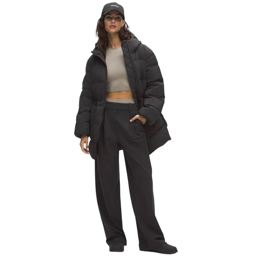 Lululemon Cinch Waist 600 Down Fill Puffer Women XL Black NWOT‎ Outdoor Coat